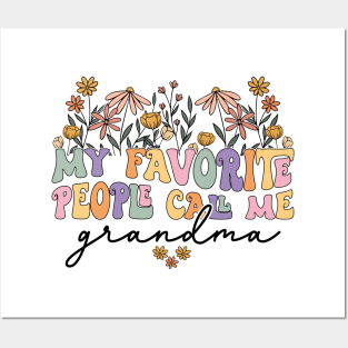 Retro Groovy My Favorite People Call Me Grandma Floral Posters and Art